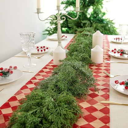 Artificial Christmas Norfolk Pine Garland 6 Ft - 2 Pieces Dense Greenery Holiday Decor - B Style