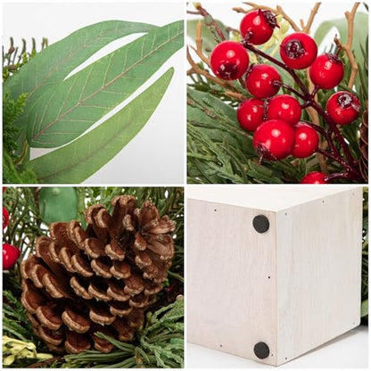 Christmas Centerpieces 8 Inch Artificial Pine Plant with Red Berries & Cones - Style 4