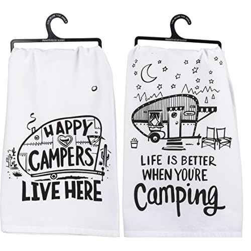 Primitives by Kathy Camper Towel Bundle - Happy Campers and Life is Better