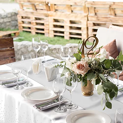 White and Silver Tablecloth and Satin Table Runner Set - 16 Pack for Weddings & Parties