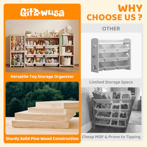 Kids Toy Storage Organizer & Bookshelf with Stuffed Animal Storage