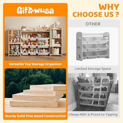 Kids Toy Storage Organizer & Bookshelf with Stuffed Animal Storage