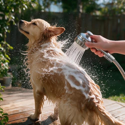 High Flow Handheld Pet Shower Sprayer for Dog Bathing - Universal Fit