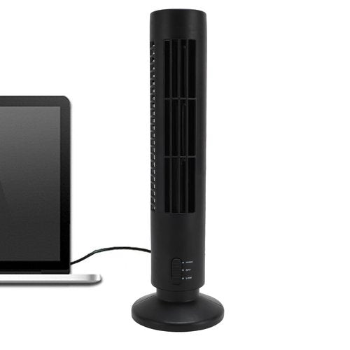 Yunseity Small Tower Fan, Quiet Cooling Bladeless Oscillating Tower Fan with 2 Speeds, Portable Lightweight USB Desktop Fan for Home Office Bedroom (Black)