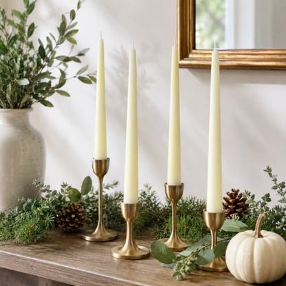 Ivory Taper Candles 0.87x10 Inch - Dripless Unscented Candle Sticks, Pack of 4
