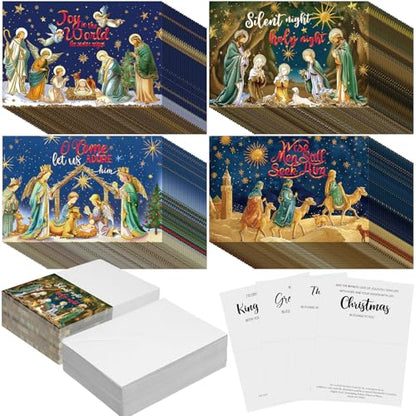 Religious Christmas Cards Bulk Pack - Nativity Scene Christian Greeting Cards