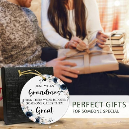 Grandma Pregnancy Announcement Ceramic Ornament - 3x3 Inch - Variation: Grandma