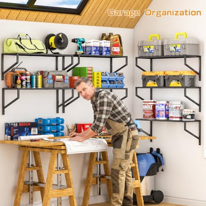 ThreeHio 3 Pack Heavy Duty Wall Mount Garage Shelves - Tool & Storage Racks