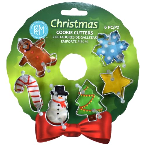 Christmas Mini Cookie Cutter Set - Gingerbread, Candy Cane, Snowman, Tree, Star & Snowflake