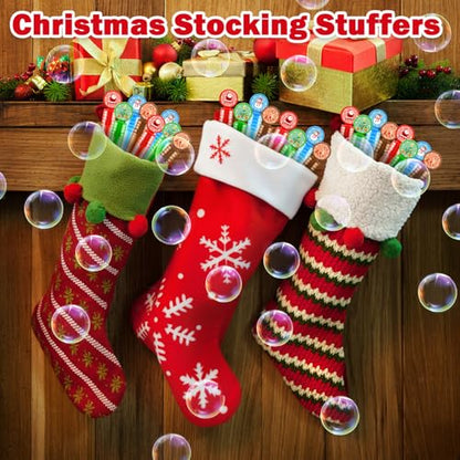 Christmas Mini Bubble Wands Set - 64 Pack with Santa, Tree, Snowman & Reindeer Designs - Holiday Party Favors & Gifts Variation of THIS listing