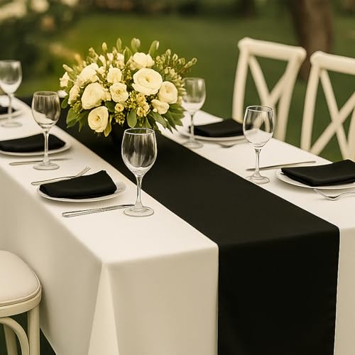 Black Satin Table Runner 12x108 Inches - Pack of 6 | Festive Event Decor