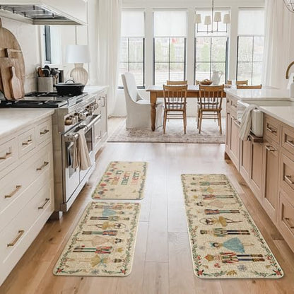 Christmas Decorative Kitchen Mats Set of 3 Non-Slip Rugs 17x29/36/47 Inches