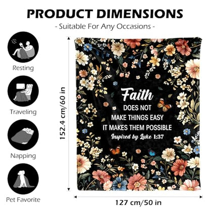 Faith Throw Blanket for Women 60x50 Inches Christian Religious Gift for Women - Inspirational Home Decor
