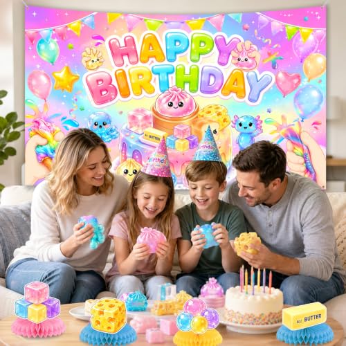 Kawaii Squishy Birthday Backdrop 70.8 x 43.3 Inches Party Decorations
