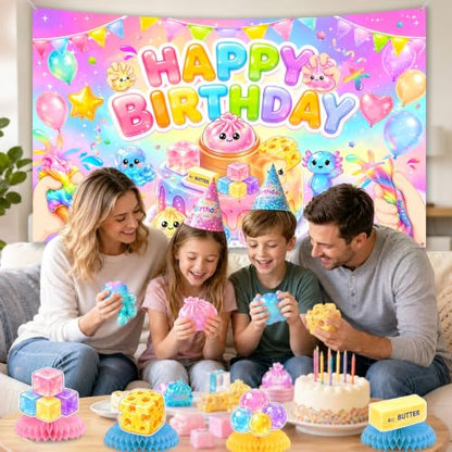 Kawaii Squishy Birthday Backdrop 70.8 x 43.3 Inches Party Decorations