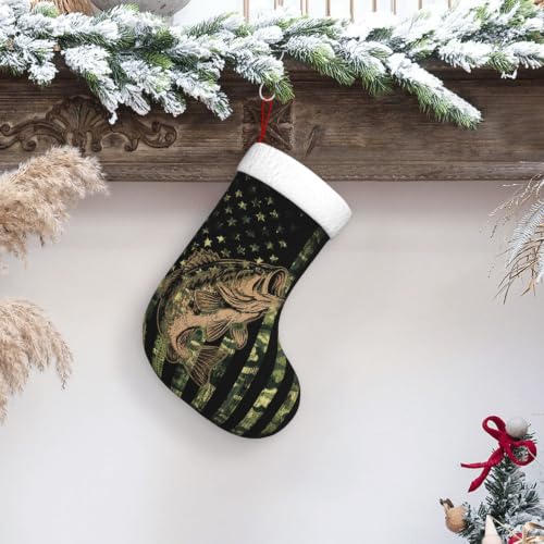 Fish Camo Flag Christmas Stocking Large Xmas Holiday Decoration - Fish Camo Flag Variation