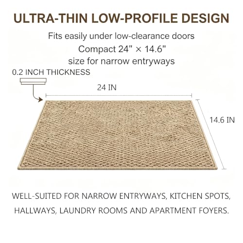 Godehone Brown Entryway Doormat - 14.6 x 24 Inches Ultra Thin Low Profile