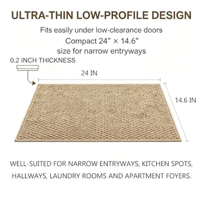 Godehone Brown Entryway Doormat - 14.6 x 24 Inches Ultra Thin Low Profile