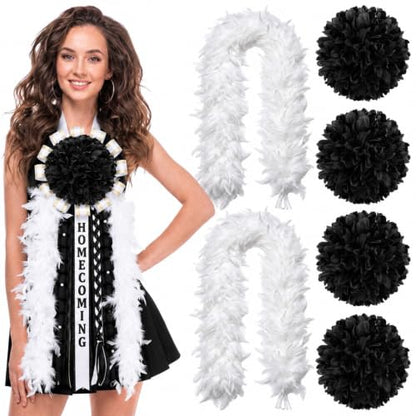 Homecoming Mum Decorations Set Feather & Silk Flower DIY Supplies