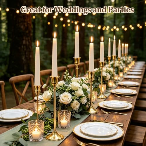 24Pcs Gold Taper Candle Holders Vintage Centerpieces Set
