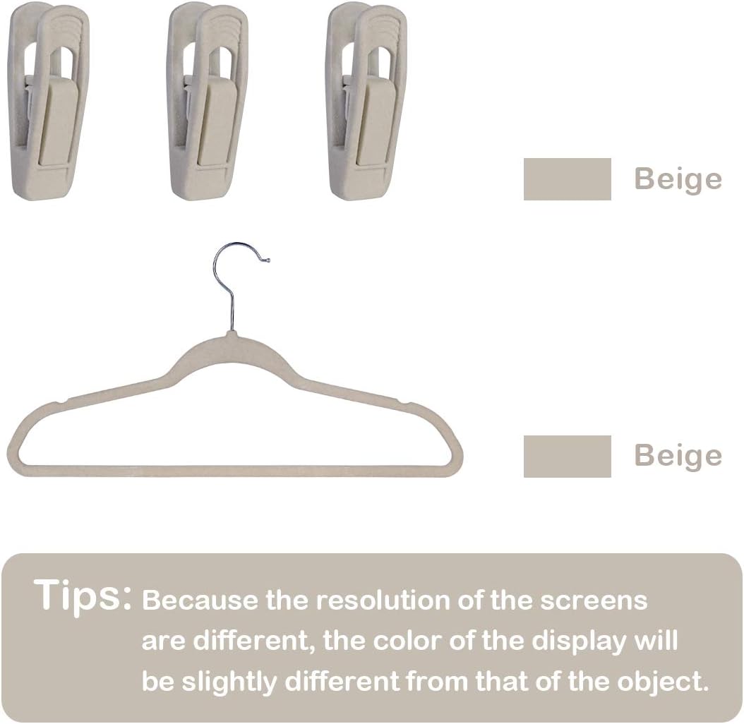 Trgowaul Velvet Hangers - Durable Clips for Thin Pants | 20-Pack in Elegant Beige