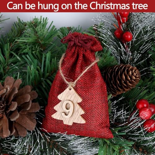 Christmas Advent Calendar Bags 24 Days DIY Countdown Hanging Decor Burlap Gift Bags