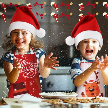 Kids Christmas Apron and Hat Set - Santa Snowman Gingerbread for Baking & Parties