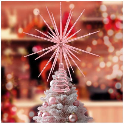 Pink Christmas Tree Topper - 3D Burst Exploding Star, Light Pink Holiday Decor