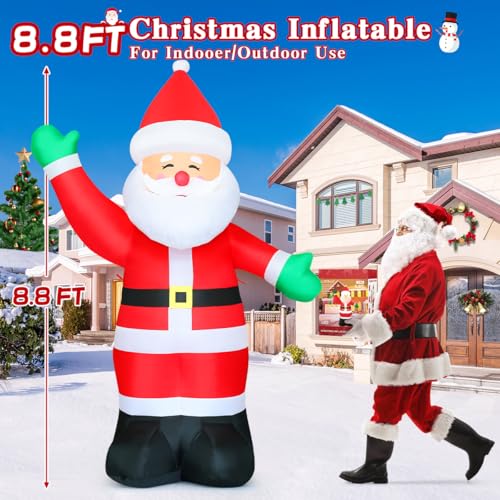 8.8 Ft Christmas Inflatable Santa Claus with LED Lights Outdoor Yard Decoration