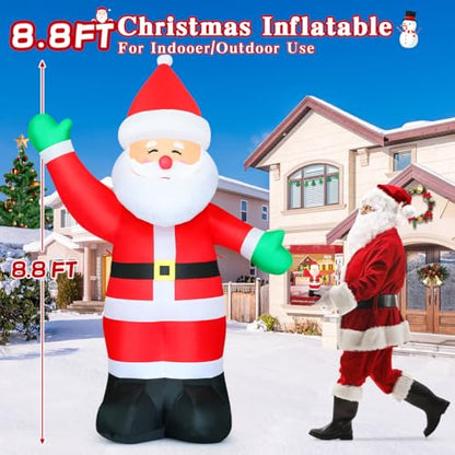 8.8 Ft Christmas Inflatable Santa Claus with LED Lights Outdoor Yard Decoration
