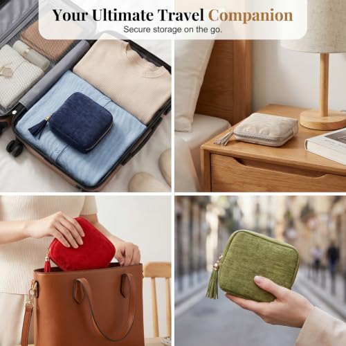 Travel Jewelry Case with Zipper Closure - Olive Green Compact Organizer