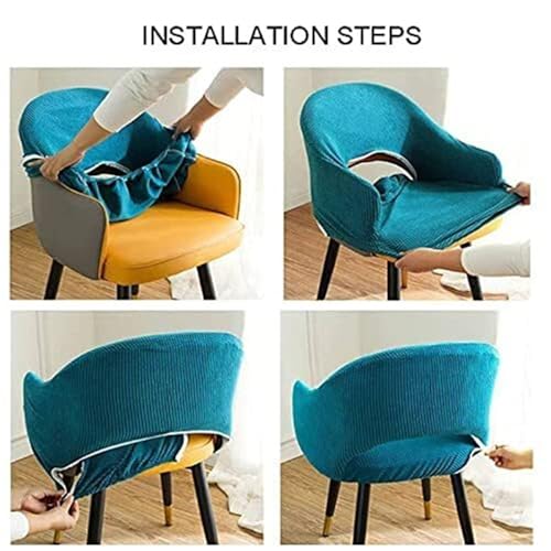 UQABS Curved Back Dining Chair Covers Slipcovers with Wingback Arms, Set of 4/2/1 Accent Kitchen Chair Slipcover Modern Arc Shaped Armrest Counter Height Bar Stools Covers Protector 1PCS(G,2PCS)