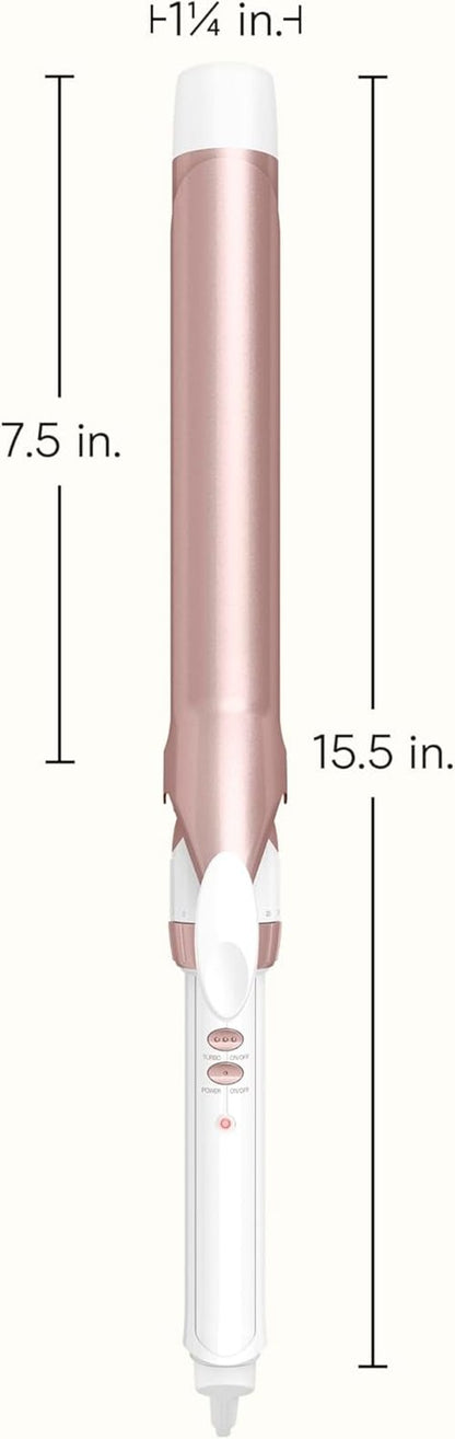 Conair Double Ceramic Curling Iron - 1¼-Inch Long Barrel for Loose Curls | Ideal for Medium & Long Hair in White/Rose Gold