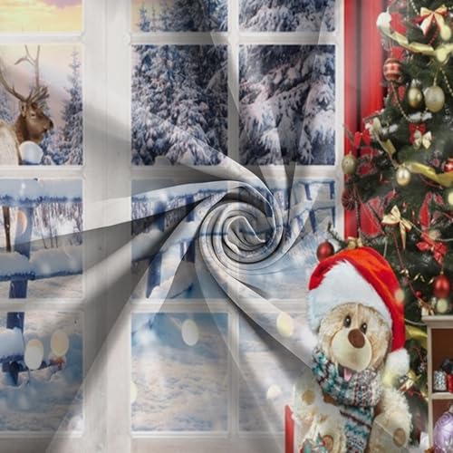 Christmas Blackout Curtains for Living Room Snowy Forest Xmas Tree Wreath 52x84 Inches Pack of 2