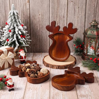 Elk Wooden Bowl Tray - Christmas Decor & Serving Platter - 8oz Capacity