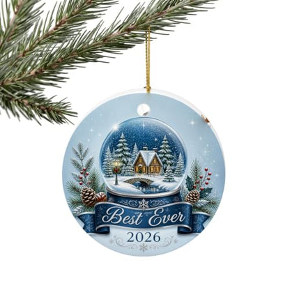 Christmas Snow Globe Ornament - Winter Village Scene with