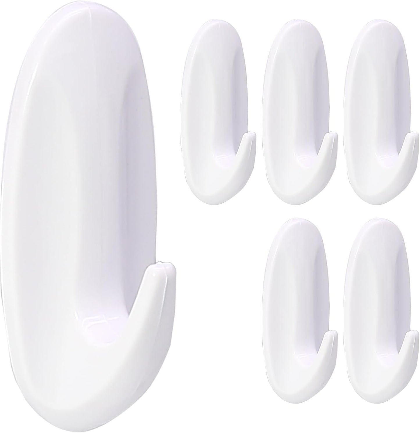 Medium Utility Hooks - 6 Pack, Damage-Free Self-Adhesive Heavy-Duty Hooks for Easy Wall Hanging