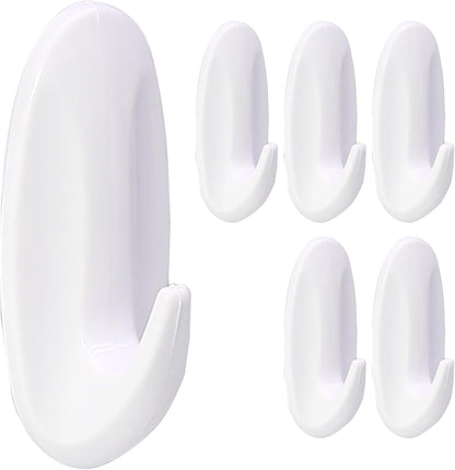 Medium Utility Hooks - 6 Pack, Damage-Free Self-Adhesive Heavy-Duty Hooks for Easy Wall Hanging
