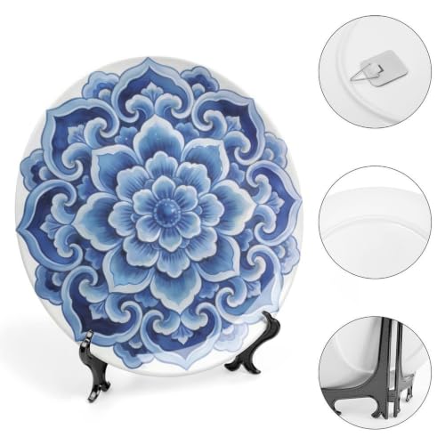 Vintage Blue-White Bone China Display Plate 10 Inch - Style 2