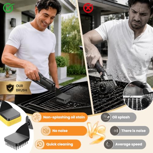 Electric Grill Brush with LED Light - Carbon Variation for Hot & Cold Cleaning