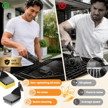 Electric Grill Brush with LED Light - Carbon Variation for Hot & Cold Cleaning