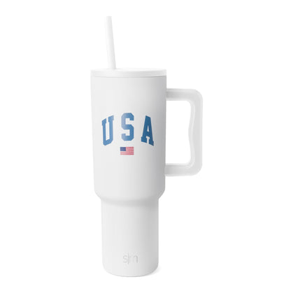 Simple Modern 40 oz Tumbler with Handle and Straw Lid | 4th of July Insulated Reusable Stainless Steel Water Bottle Travel Mug Cupholder Use | Gifts for Women Men Him Her | Trek Collection | USA