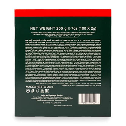 Ahmad Tea Black Tea, English Breakfast Teabags individually wrapped in foil, 100 ct - Caffeinated & Sugar-Free