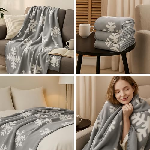 24 Pack Christmas Snowflake Throw Blankets - Gray, 50x60 Inches