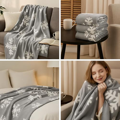 24 Pack Christmas Snowflake Throw Blankets - Gray, 50x60 Inches