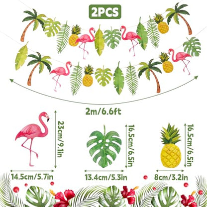 2PCS Tropical Flamingo Garland Banner for Party Decorations - 6.6ft