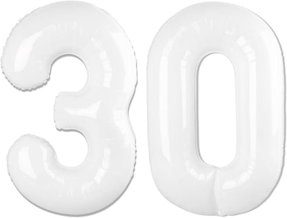 Translucent White Number 30 Balloon - 40 Inch 30th Birthday Decorations for Men & Women