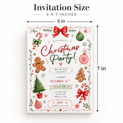 Personalized Christmas Invitations 20 Pack - Custom Holiday Party Invitations
