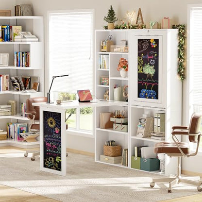 Armocity Small Folding Desk with Outlets - White, 40-Inch Murphy Craft Table