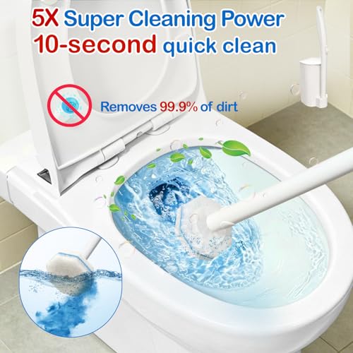 Disposable Toilet Brush Cleaning System with 20 Refills - Includes 1 Brush + 20 Refills
